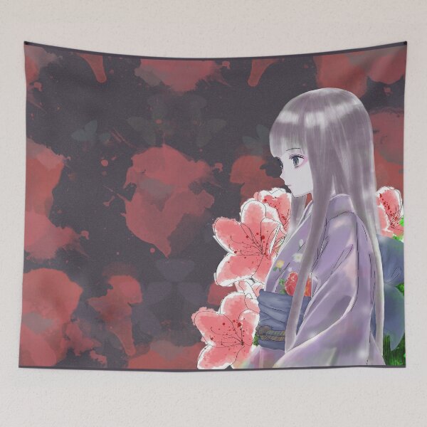 Item preview, Girl in Kimono, Low key Anime, Japanese floral aesthetics designed and sold by Koalaslifestyle.