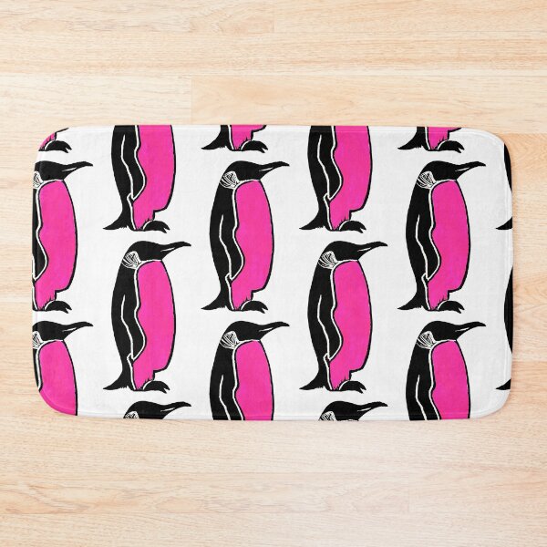 Item preview, Pink Penguin - original linocut design and print with pink paint designed and sold by PixelPalmer.
