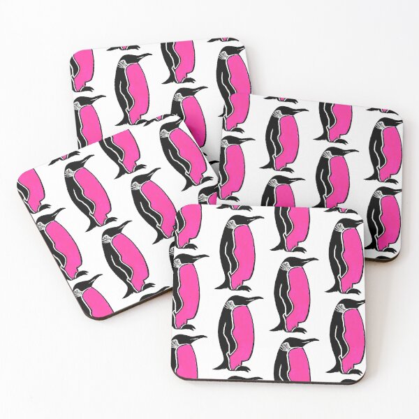 Item preview, Pink Penguin - original linocut design and print with pink paint designed and sold by PixelPalmer.
