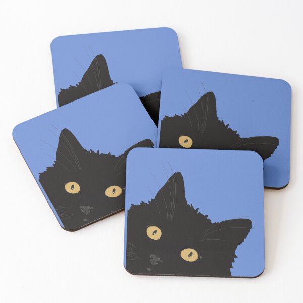 Item preview, What’s up pussy cat? Cheeky black cat with yellow eyes designed and sold by NattyDesigns.