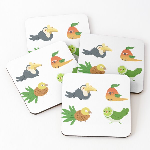 Item preview, Tropical Bird Fruits -- Cute Quaker Parrot, Cute Sun Conure, Cute Toucan, Cute Pineapple Conure designed and sold by Alice Cheng.