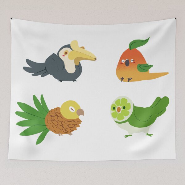 Item preview, Tropical Bird Fruits -- Cute Quaker Parrot, Cute Sun Conure, Cute Toucan, Cute Pineapple Conure designed and sold by Alice Cheng.