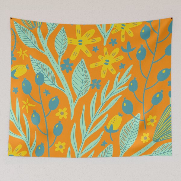 Item preview, Flowers, Branches and Leaves on Vivid Salmon designed and sold by Ksaavet.