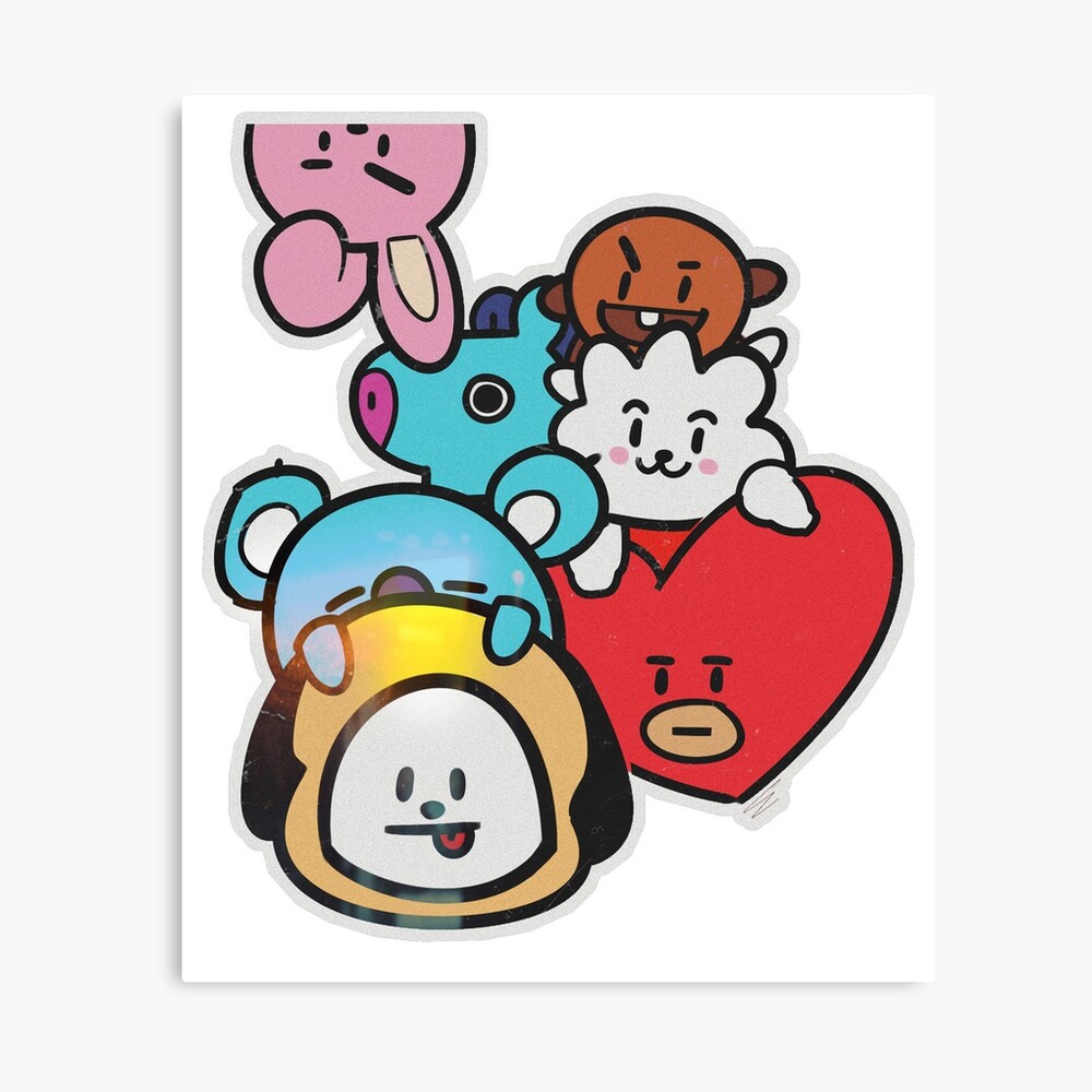 bt21 stylized characters metal print by lovesbgtnn redbubble