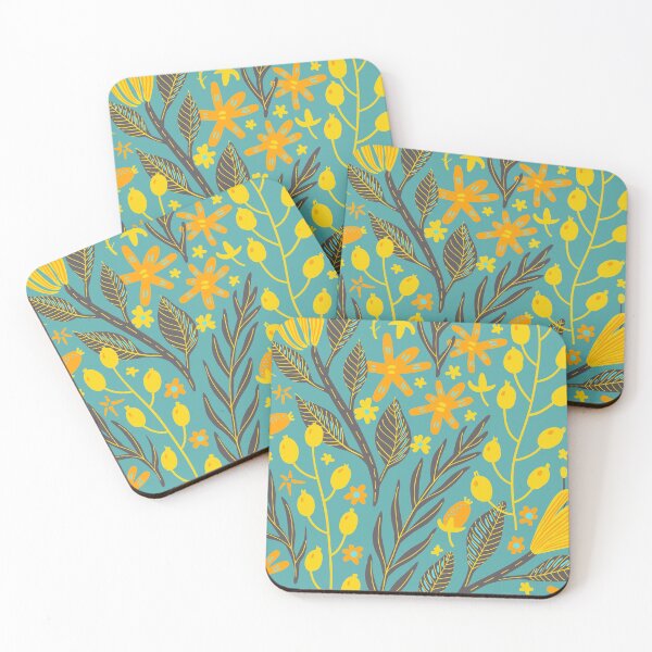 Item preview, Flowers, Branches and Leaves on Turquoise designed and sold by Ksaavet.