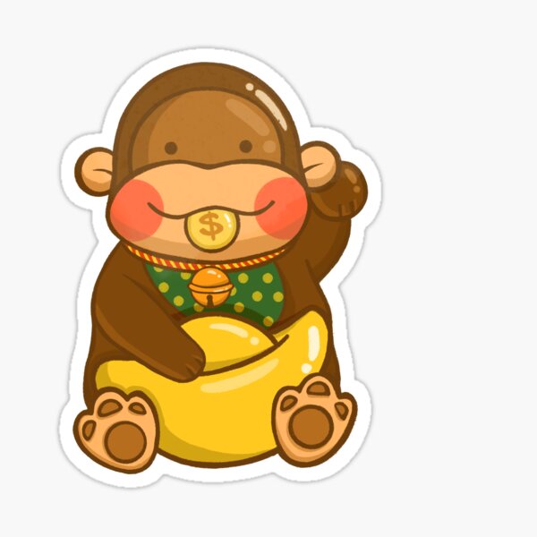 "Lucky Monkey " Sticker for Sale by CyndoLin Redbubble