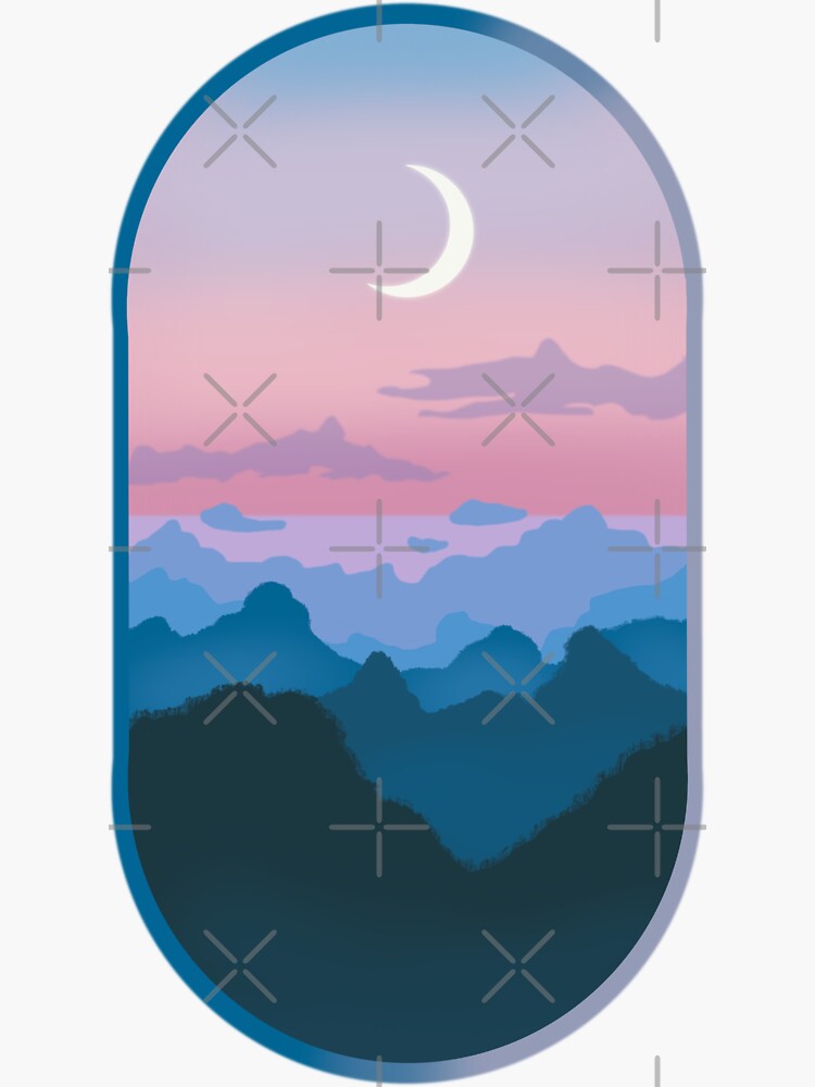 Thumbnail 3 of 3, Sticker, Airplane window view landscape designed and sold by Fatamimosh.