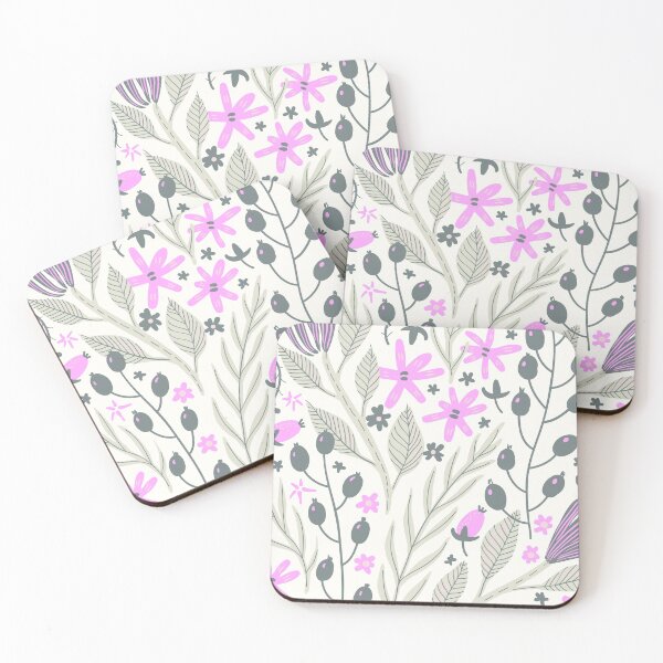 Item preview, Flowers, Branches and Leaves on Pink and Silver designed and sold by Ksaavet.