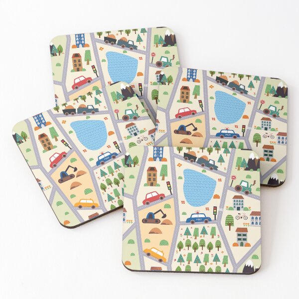 Item preview,  kids seamless, all over road print with cars, trees, trains, lakes designed and sold by Dance Vibes: Blingit Studios.