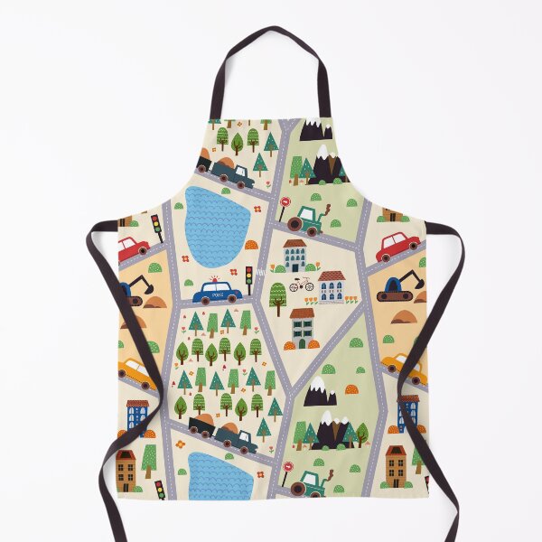 Item preview, kids seamless, all over road print with cars, trees, trains, lakes designed and sold by Dance Vibes: Blingit Studios.