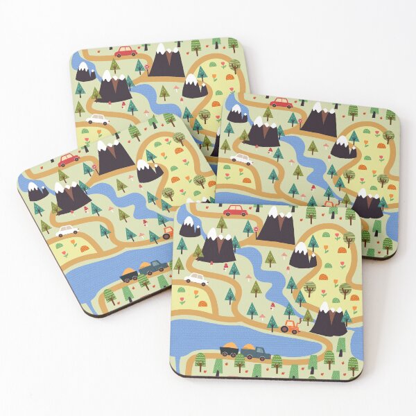 Item preview, kids seamless, all over road print with cars, trees, trains  playmat designed and sold by Dance Vibes: Blingit Studios.