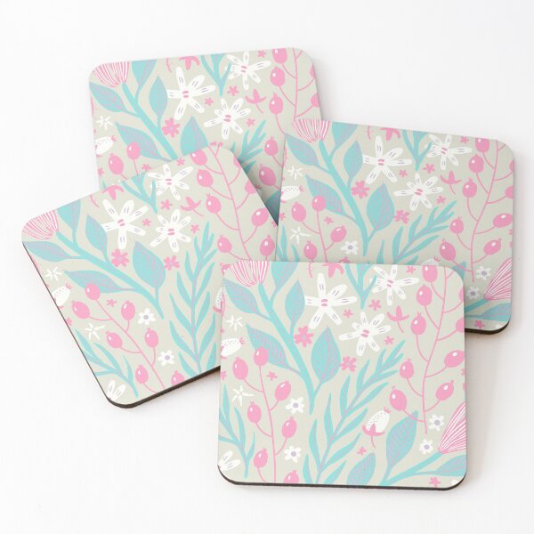 Item preview, Flowers, Branches and Leaves on Pink and Turquoise designed and sold by Ksaavet.