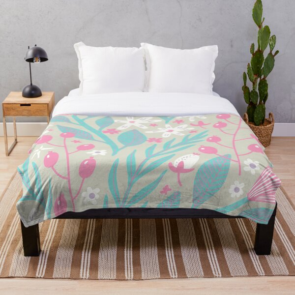 Item preview, Flores, ramas y hojas en rosa y turquesa. designed and sold by Ksaavet.