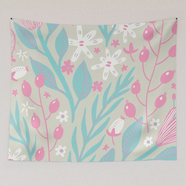Item preview, Flowers, Branches and Leaves on Pink and Turquoise designed and sold by Ksaavet.