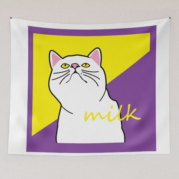 Item preview, white cats milk print. korea design. designed and sold by dadamda.