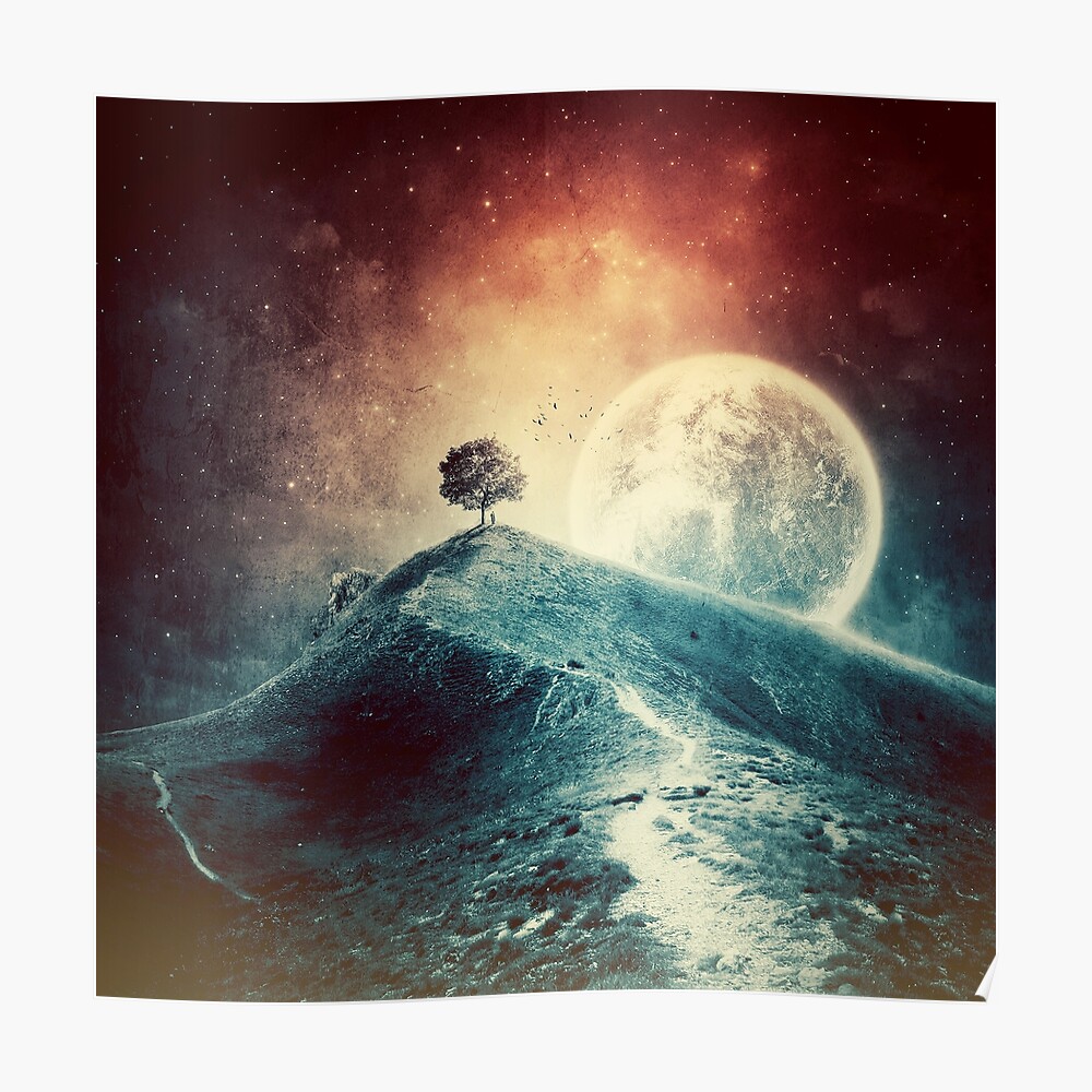 Under The Colorful Moonlight Greeting Card By Albulena Pandur Redbubble