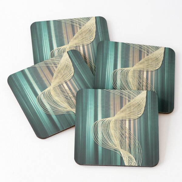 Item preview, curtain style dark Navy green golden line decorative painting  designed and sold by artjood.