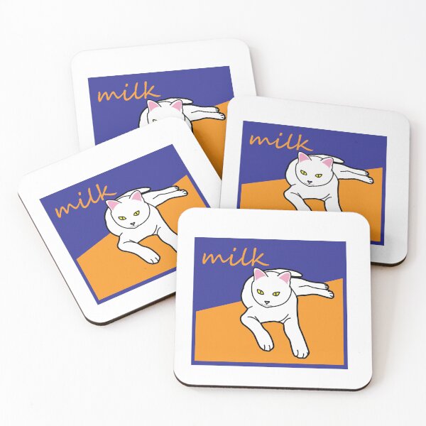 Item preview, white cats milk print. korea design. designed and sold by dadamda.