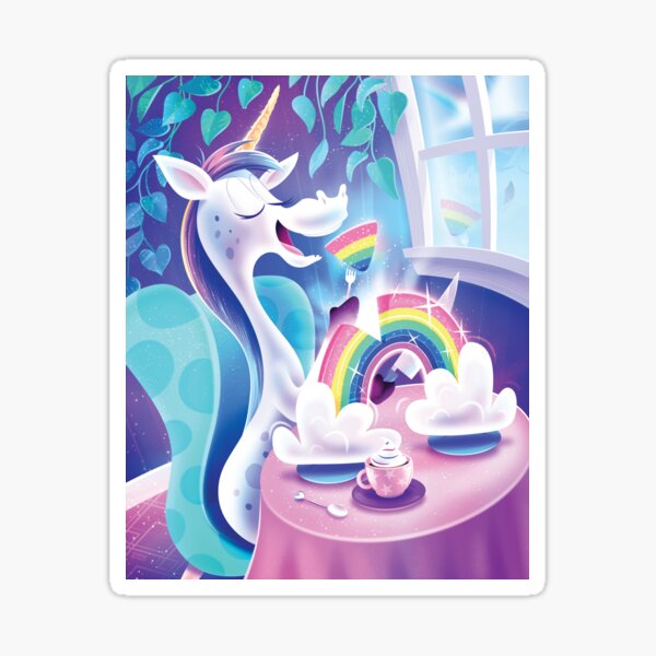 Unicorn Dining on a Rainbow Sticker