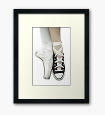 Pointe Shoe + Converse Framed Print