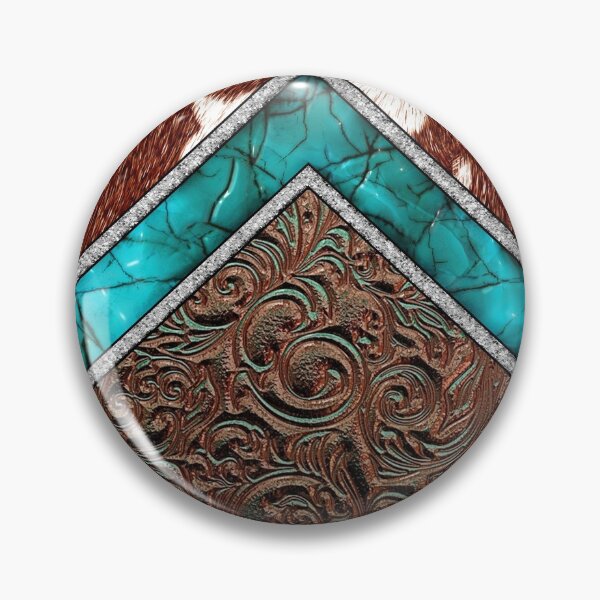 Item preview, Western Cowgirl Pattern Cowhide Turquoise and Tooled Leather designed and sold by ElishaKayne.