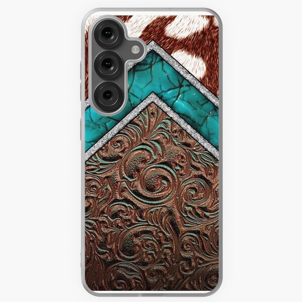Item preview, Peau de Vachette Motif Western Cowgirl Turquoise et Cuir Mariné designed and sold by ElishaKayne.