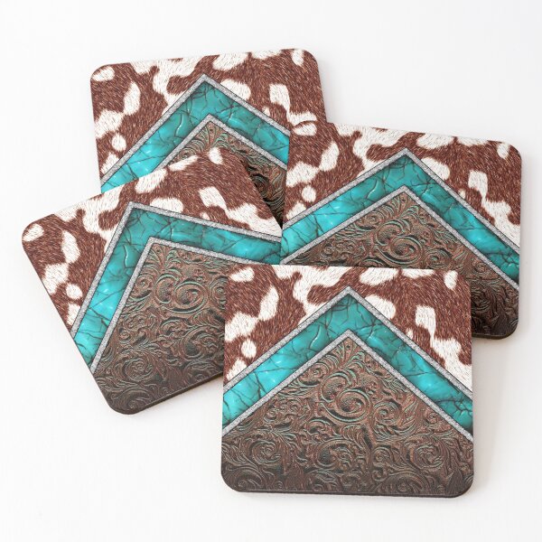 Item preview, Western Cowgirl Pattern Cowhide Turquoise and Tooled Leather designed and sold by ElishaKayne.