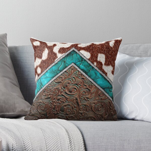 Suede Western Longhorn Accent Pillow