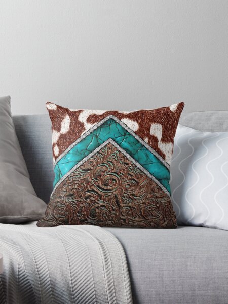 Item preview, Western Cowgirl Pattern Cowhide Turquoise and Tooled Leather designed and sold by ElishaKayne.