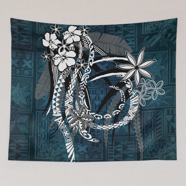Item preview, Polynesian - Hawaiian - Samoan Ocean Blue Tribal Tapa Artboard designed and sold by sunnthreads.