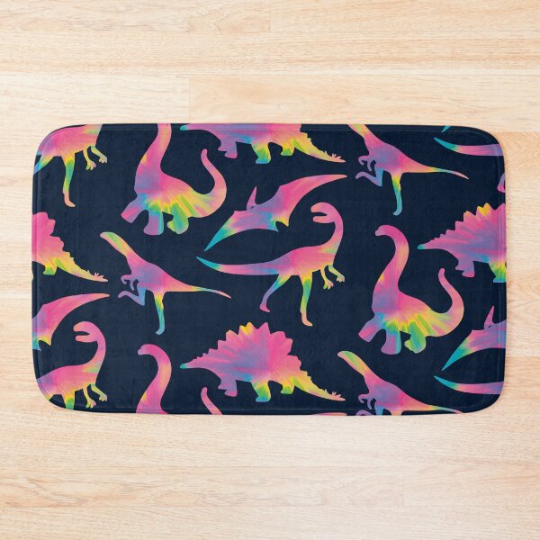 Item preview, Dinosaurs #1 - Pink Neon Rainbow Tie Dye Dinosaur Silhouette Pattern designed and sold by TheRainbowRoom.