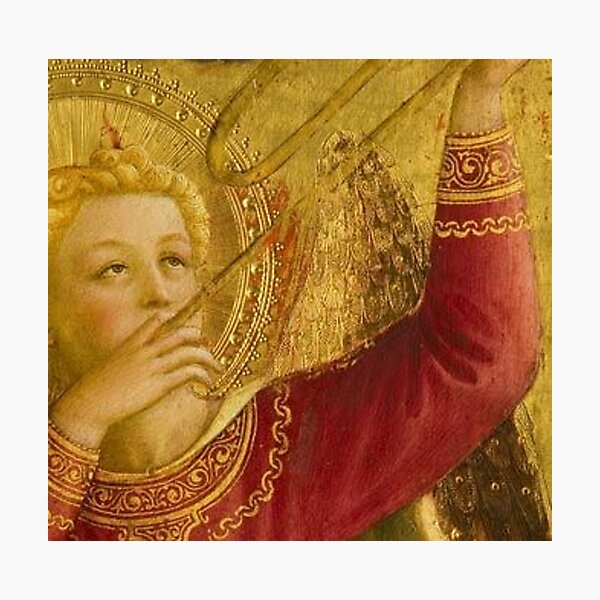 Vista previa del artículo con la obra «Ángel con Trompeta - Magnífico Ángel en oro y rojo de Fra Angelico.», diseñado y vendido por Angelkrs.