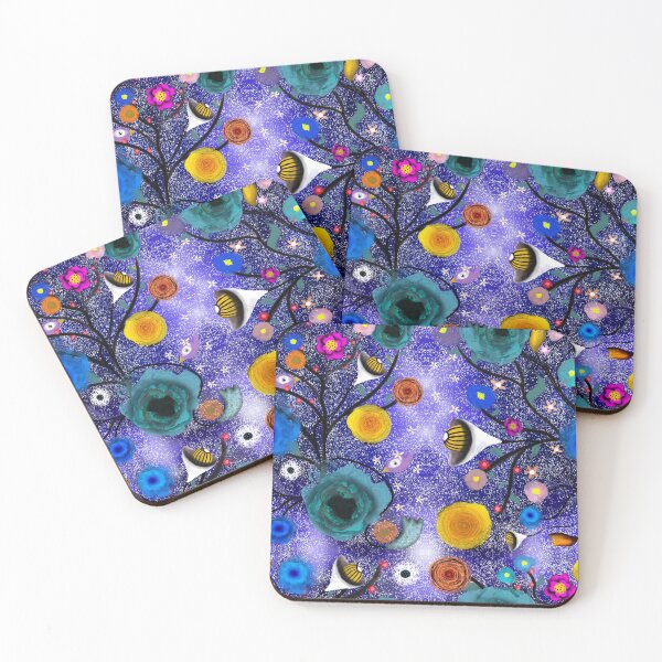 Item preview, Purple floral stars splash dots weareable art lila branch black designed and sold by rupydetequila.