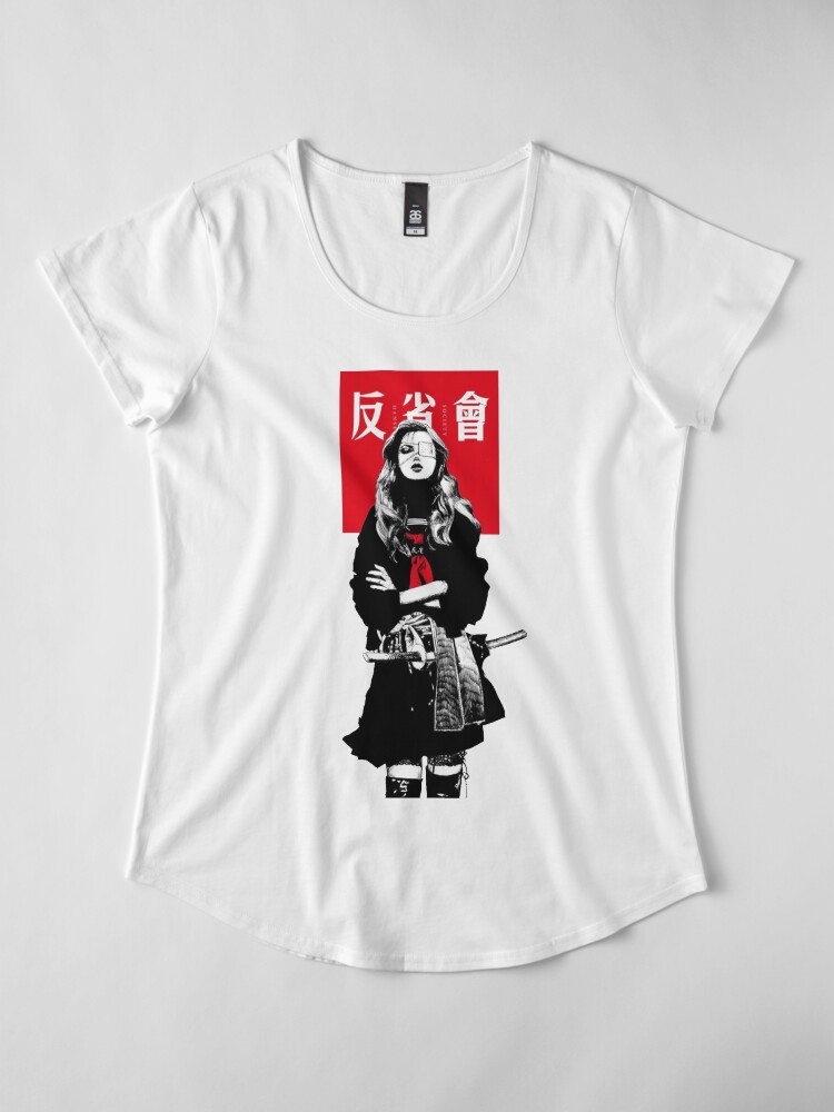 Alternate view of Japanese Samurai Girl Urban Cyberpunk Style Premium Scoop T-Shirt