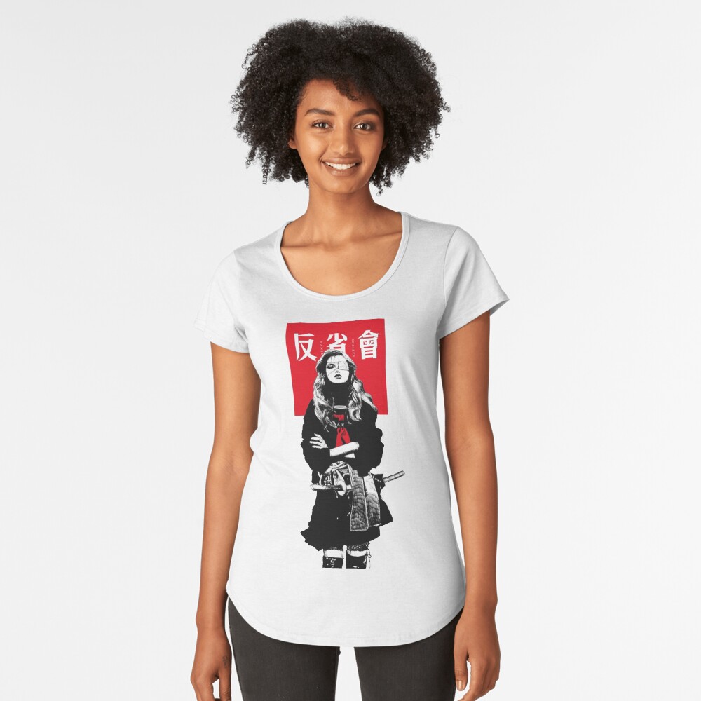 Japanese Samurai Girl Urban Cyberpunk Style Premium Scoop T-Shirt