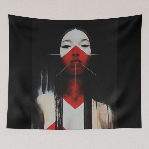 Item preview, Beautiful Black and Red Fine Art Japanese Illustration designed and sold by OWLvision33.