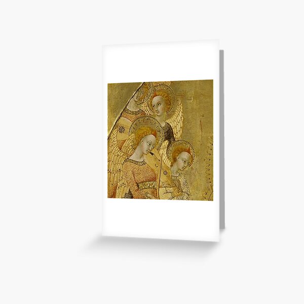 4 Golden Angels with Musical Instruments Greeting Card
