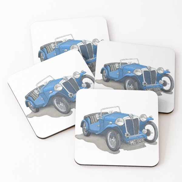 Item preview, Blue old fashioned MG car designed and sold by rixify.