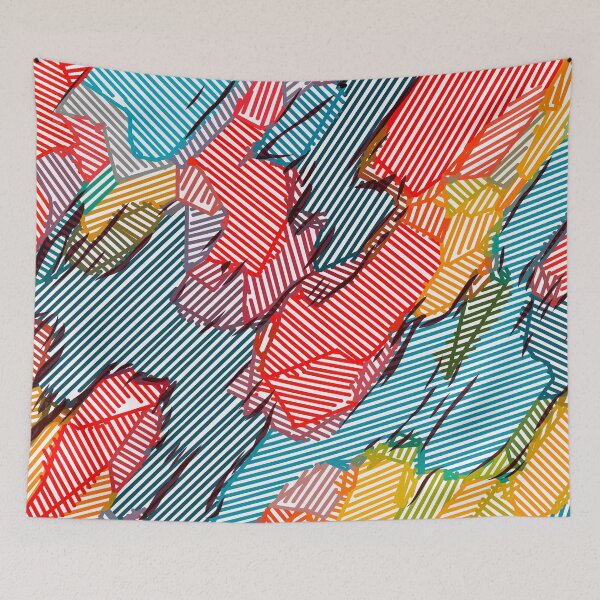 Item preview, fractal geometric line abstract background in red yellow blue designed and sold by Mrvell.