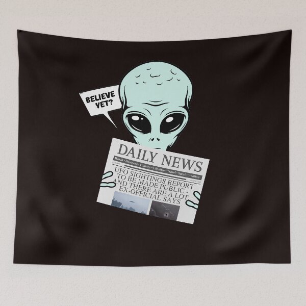 Item preview, Alien Reading Newspaper Funny UFO designed and sold by The Masked Designer.