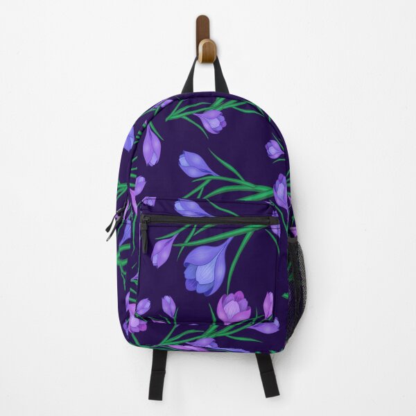 Item preview, Crocus Purple and Lilac Spring Time Flowers with Dark Blue Background designed and sold by GypsyMagic.