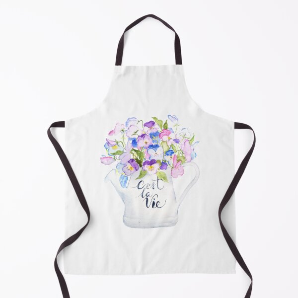 Item preview, hand painted colorful pansies in pot watercolor designed and sold by ColorandColor.