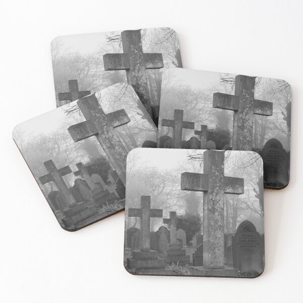 Item preview, Three Crosses in a Misty Graveyard - Black and White image designed and sold by Rocketman2017.