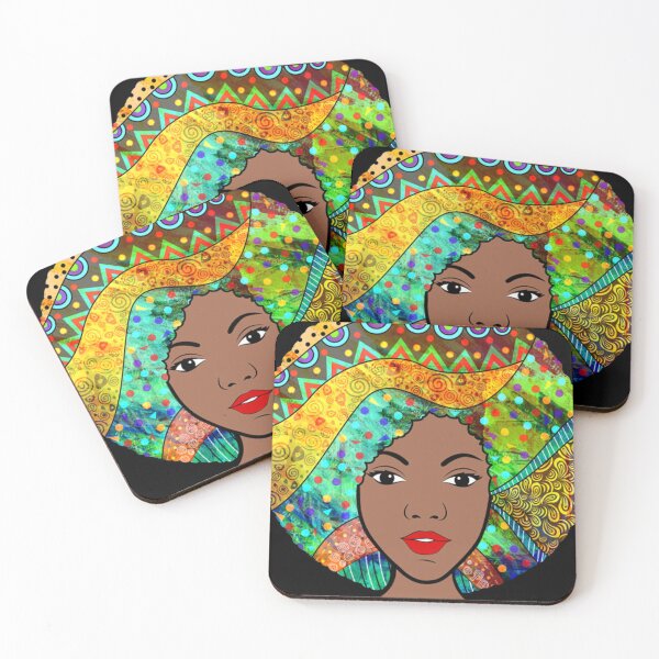 Item preview, Girl T-Shirt Black Beautiful Afro Girl in Traditional African Art  designed and sold by FloresClifton.