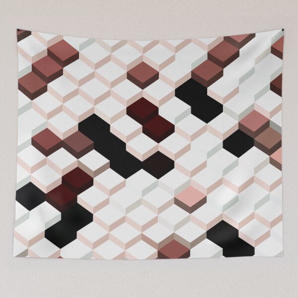 Item preview, geometric square cube pattern abstract background in brown designed and sold by Mrvell.