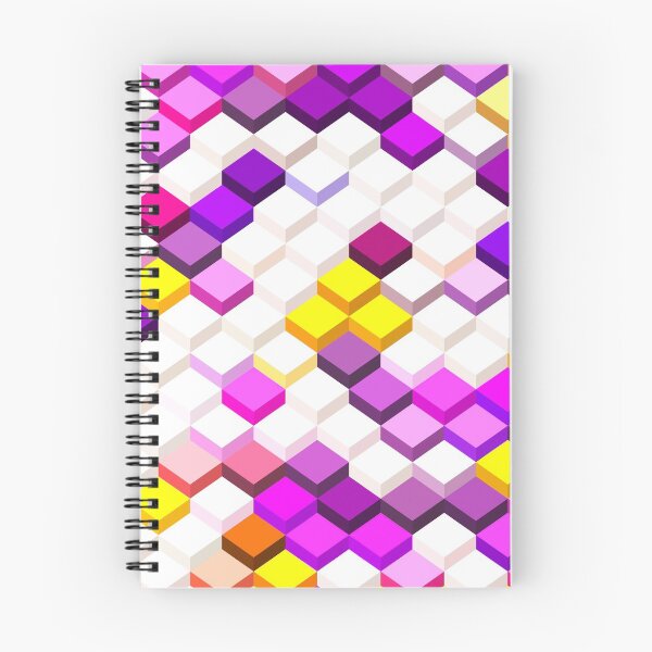 Item preview, geometric square cube pattern abstract background in purple pink yellow designed and sold by Mrvell.