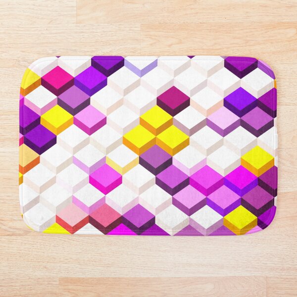 Artikelvorschau, abstrakter Hintergrund des geometrischen quadratischen Würfelmusters in lila rosa gelb entworfen und verkauft von Mrvell.