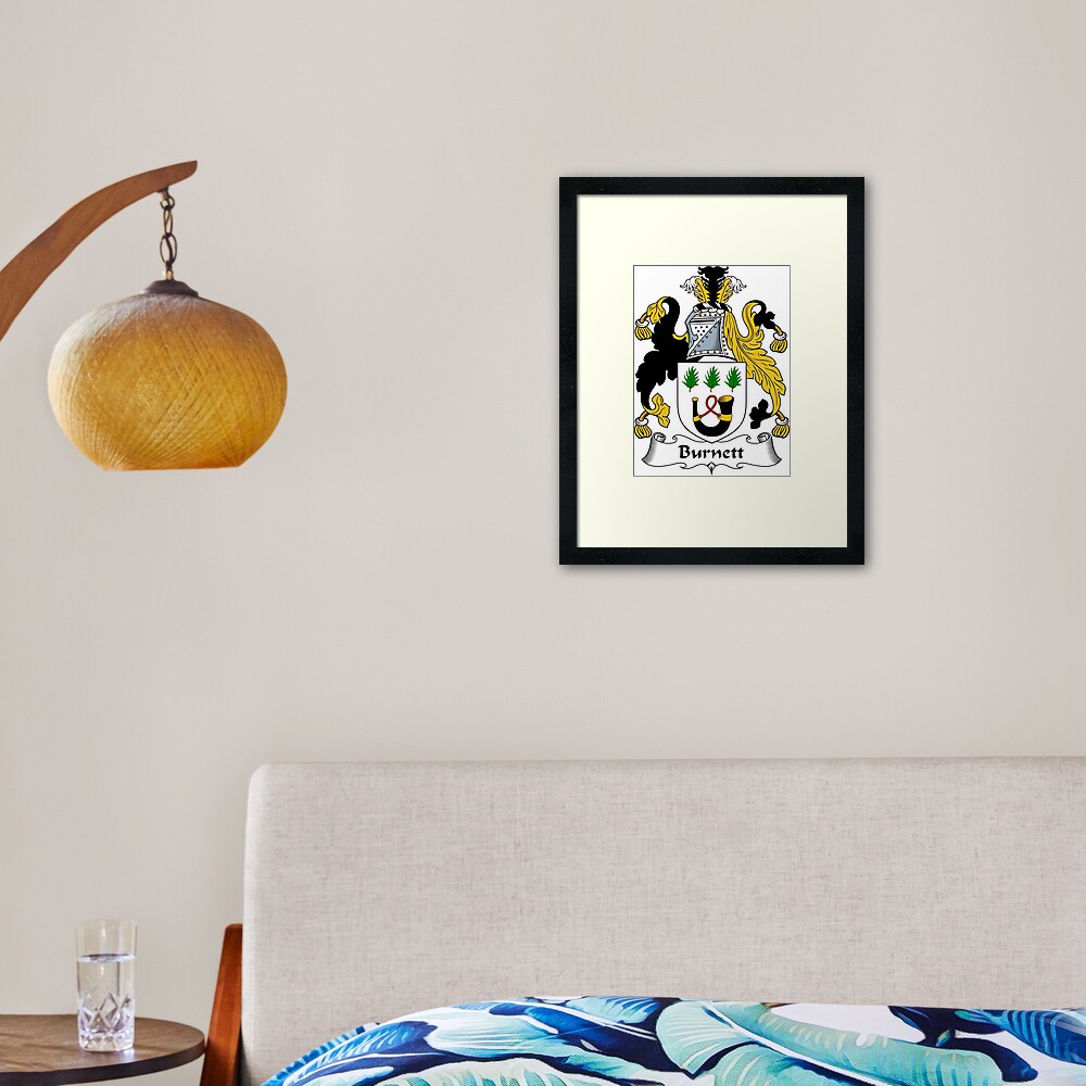 “Burnett Coat of Arms / Burnett Family Crest” Framed Art Print for Sale