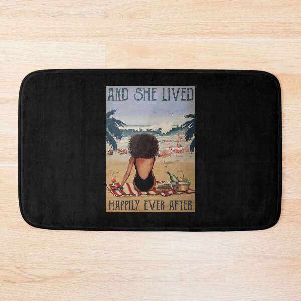 Item preview, Afro Black Girl Beach Flamingo And She Lived Happily Ever After Poster designed and sold by normatrina42x.
