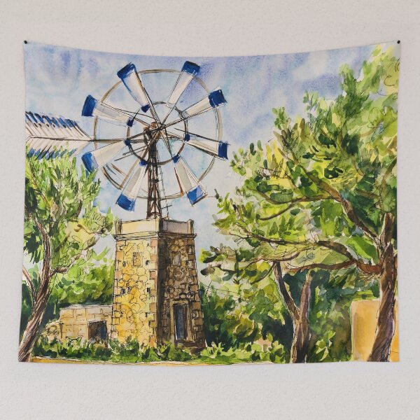 Item preview, Ibiza countryside, old windmill designed and sold by Tuomiartwork.